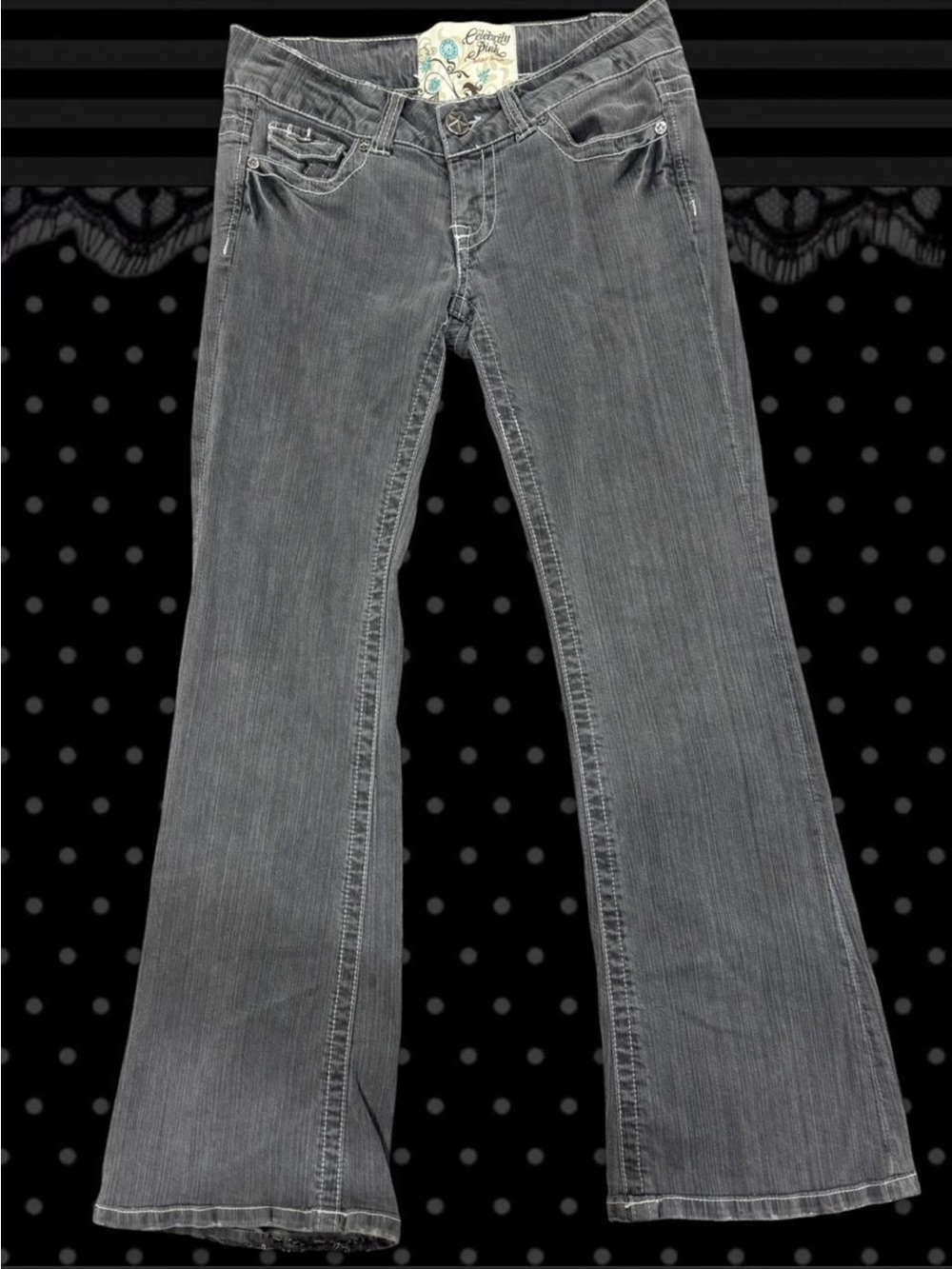 Silver Jeans Gray Flare Jeans with Subtle Fade